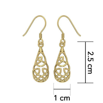 Celtic Knotwork Solid Gold Earrings GTE682 - Jewelry